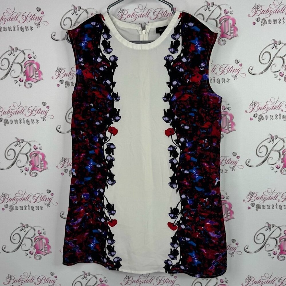 Sarah Stevenson tank top mock neck zip up back Chic Multicolor Sleeveless Blouse